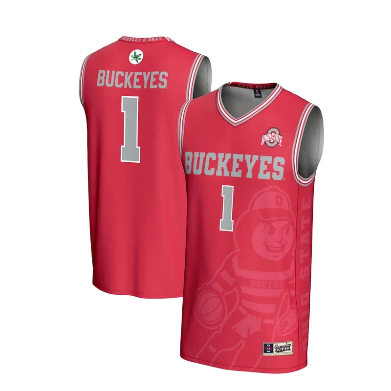 #1 Scarlet Ohio State Buckeyes Jersey Basketball - Image 4