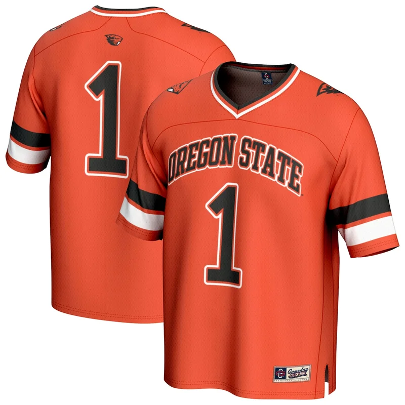 #1 Orange Oregon State Beavers Lightweight Collegiate Football Jersey GameDay Greats 
