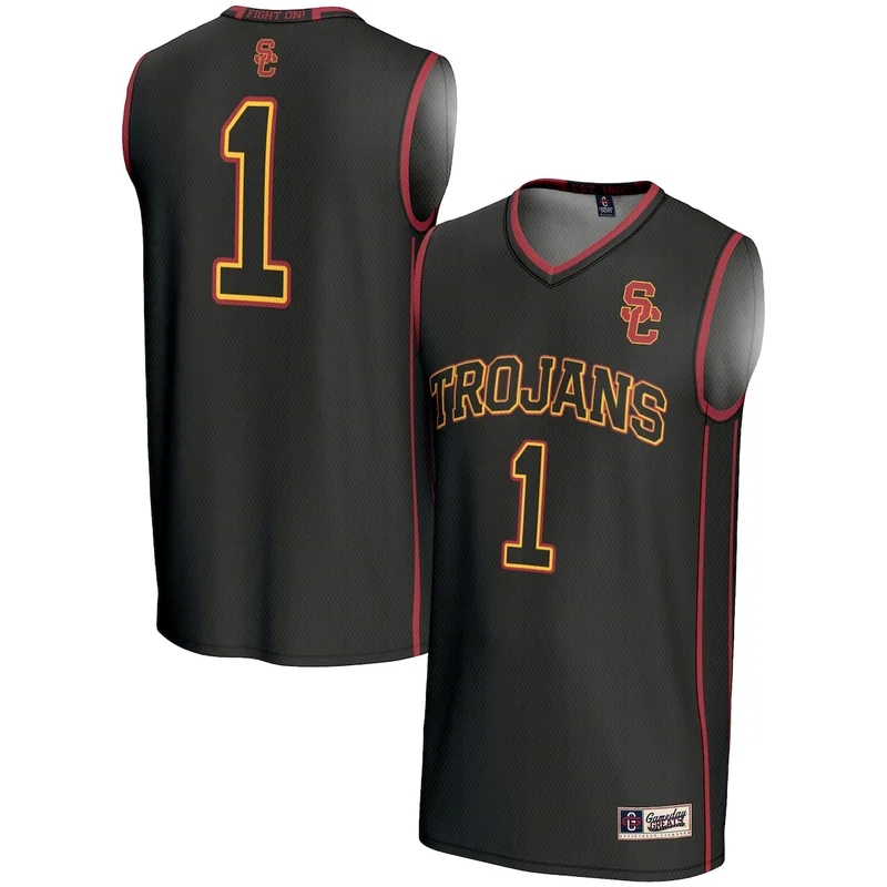 #1 Black USC Trojans Lightweight Basketball Jersey GameDay Greats 