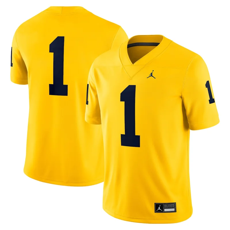 Jordan Brand #1 Maize Michigan Wolverines Untouchable Game Football Jersey - Image 2