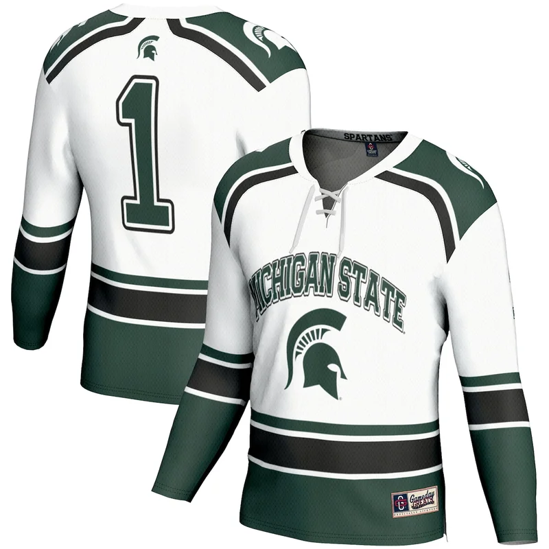#1 White Michigan State Spartans Hockey Jersey GameDay Greats 