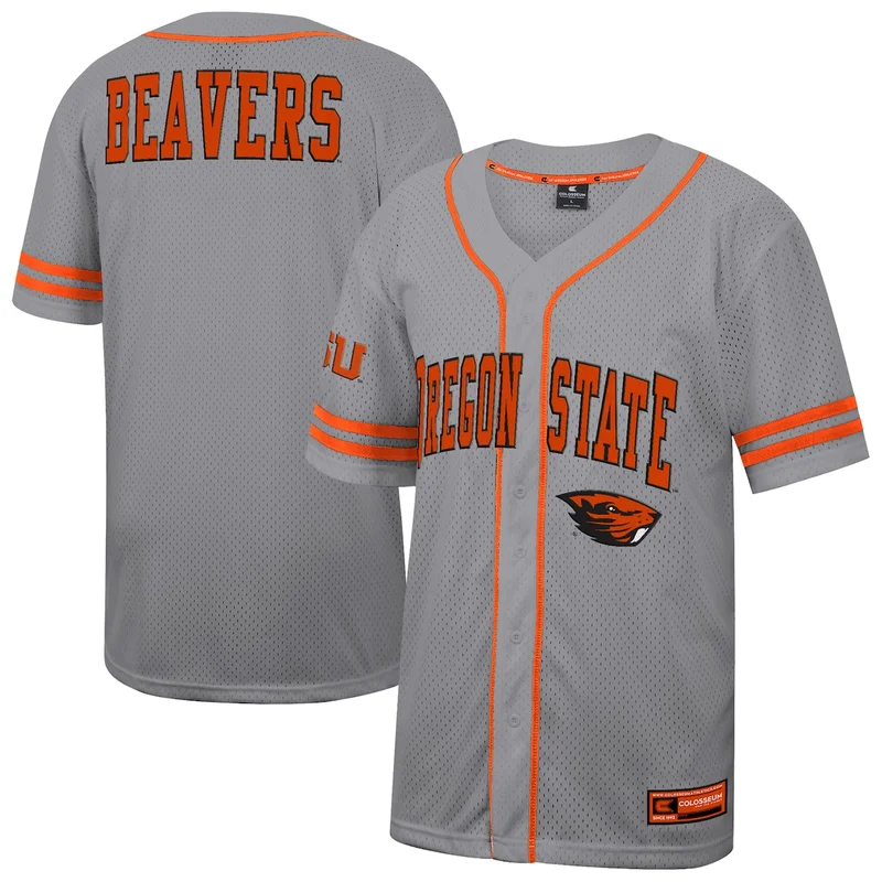 Black Oregon State Beavers Full-Button Baseball Jersey - Image 2