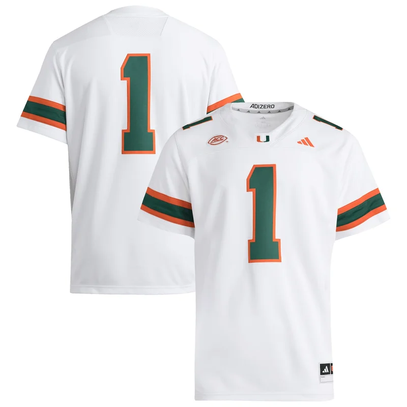 #1 White Miami Hurricanes Premier Football Jersey - Image 2