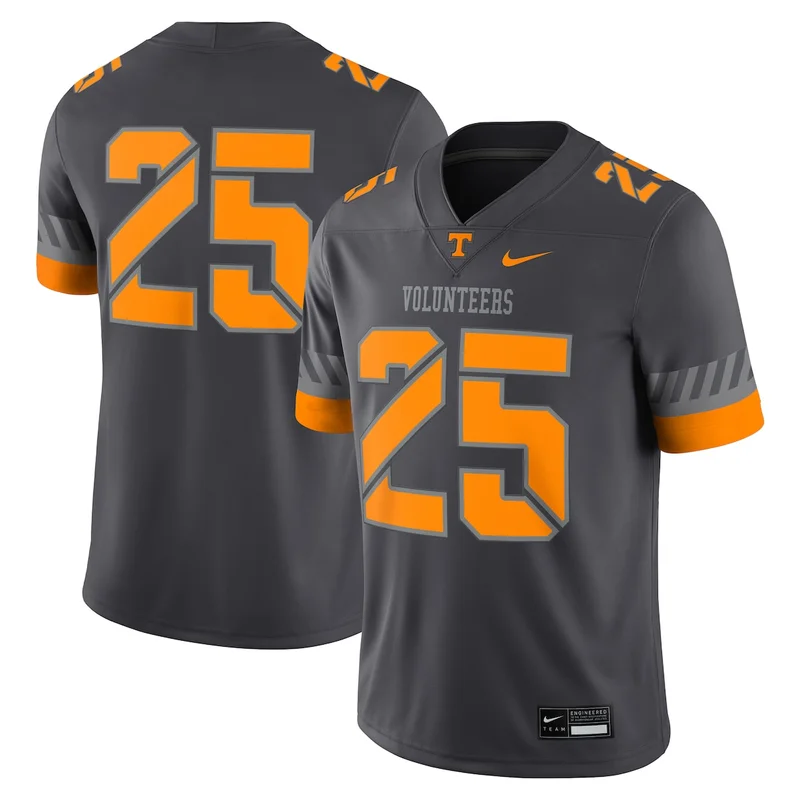 #25 Anthracite Tennessee Volunteers Game Football Jersey 
