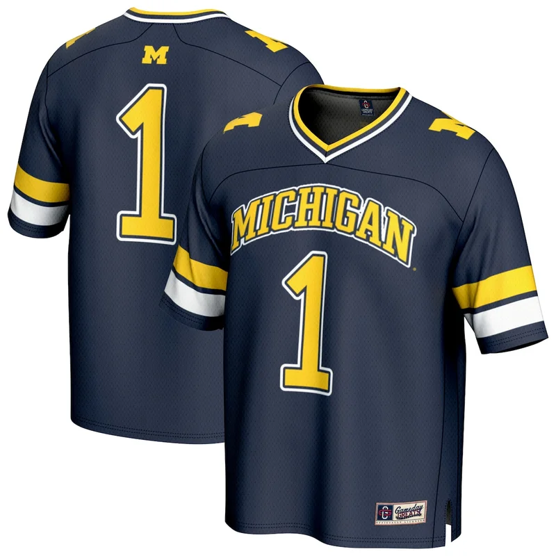 Garb #1 Blue Michigan Wolverines Football Jersey - Image 3