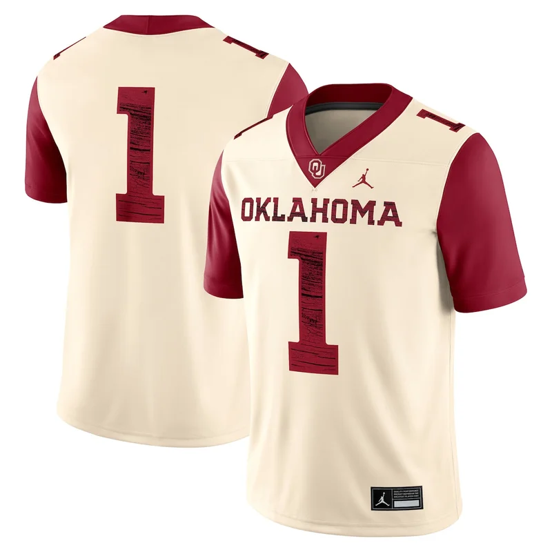Jordan Brand #1 Natural Oklahoma Sooners Football Jersey Alternate Game 