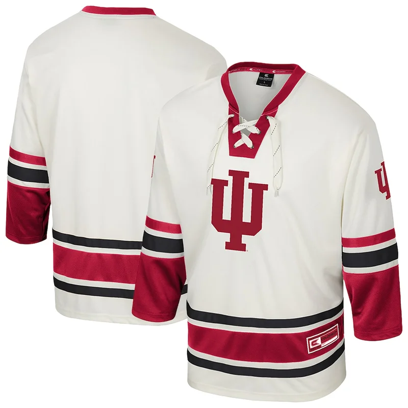 Colosseum Cream Indiana Hoosiers Puck Proud Hockey Jersey 