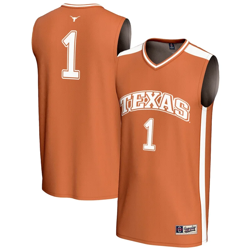 #1 Burnt Orange Texas Longhorns Jersey Basketball - Image 3