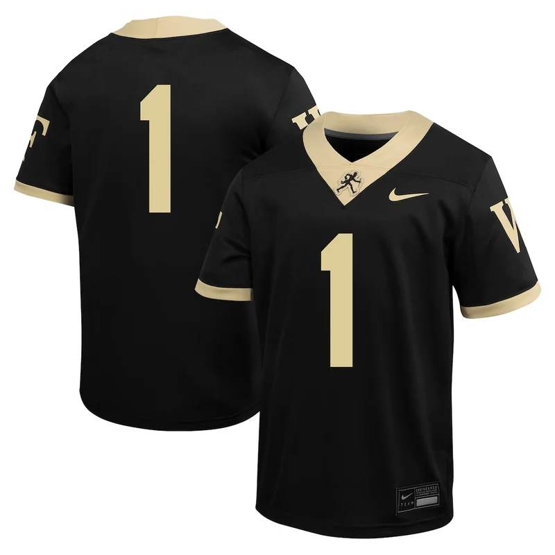 Garb #1 Black Wake Forest Demon Deacons Football Jersey - Image 2