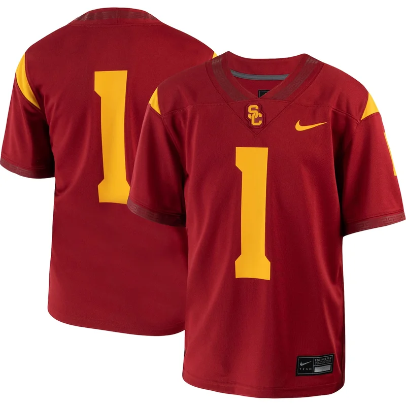 #1 Cardinal USC Trojans Home Untouchable Football Jersey 