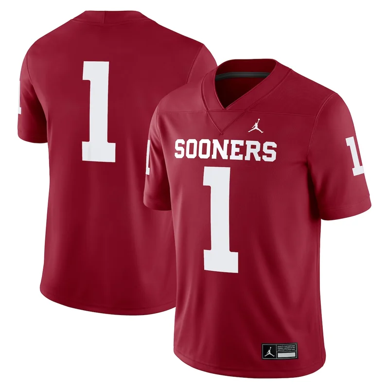 #1 Crimson Oklahoma Sooners Football Jersey GameDay Greats - Image 5