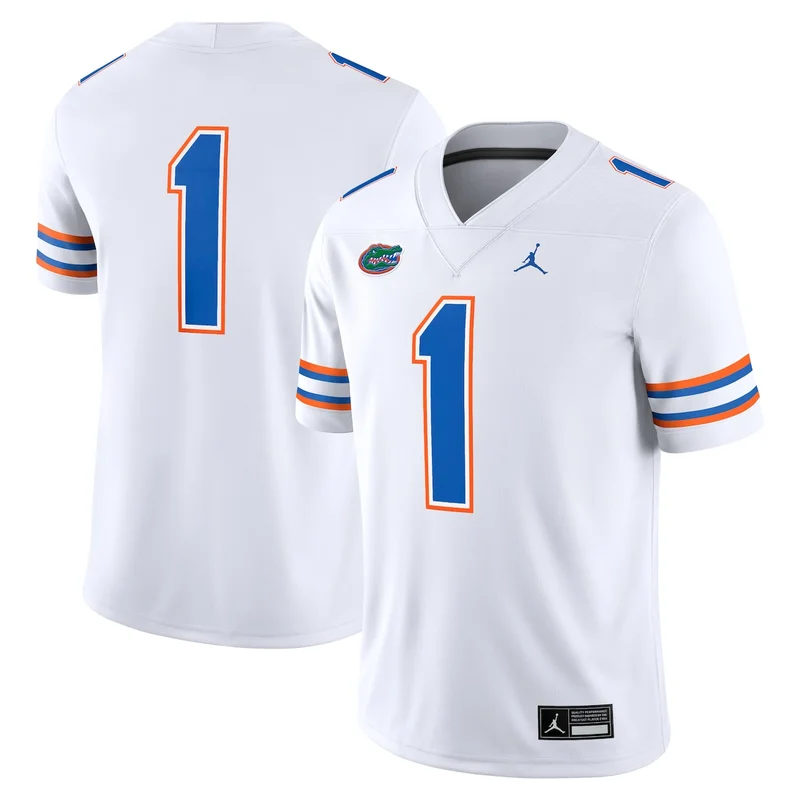 Jordan Brand #1 White Florida Gators Game Football Jersey 