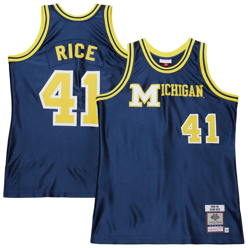 Glen Rice Navy Michigan Wolverines 1988/89 Authentic Jersey Basketball 