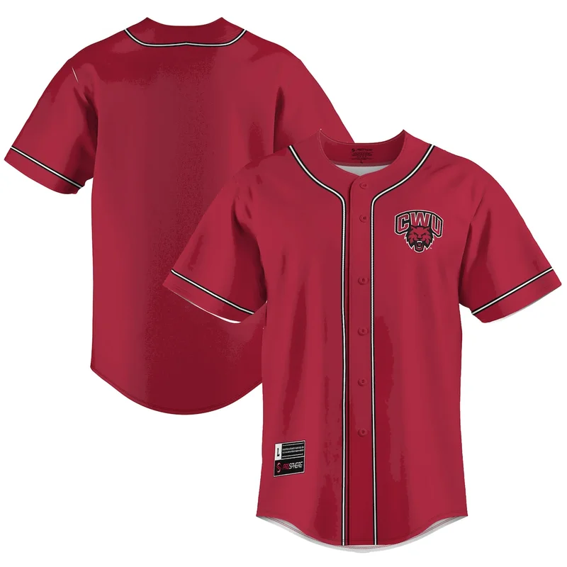 Crimson Washington State Cougars Vapor Elite Two-Button Baseball Jersey - Image 3