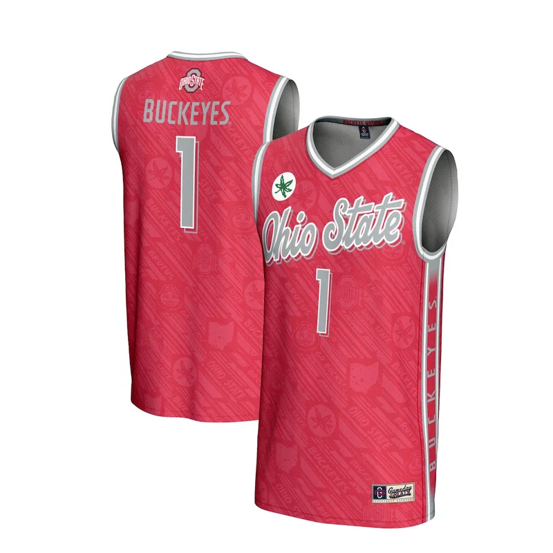 #1 Scarlet Ohio State Buckeyes Jersey Basketball - Image 5