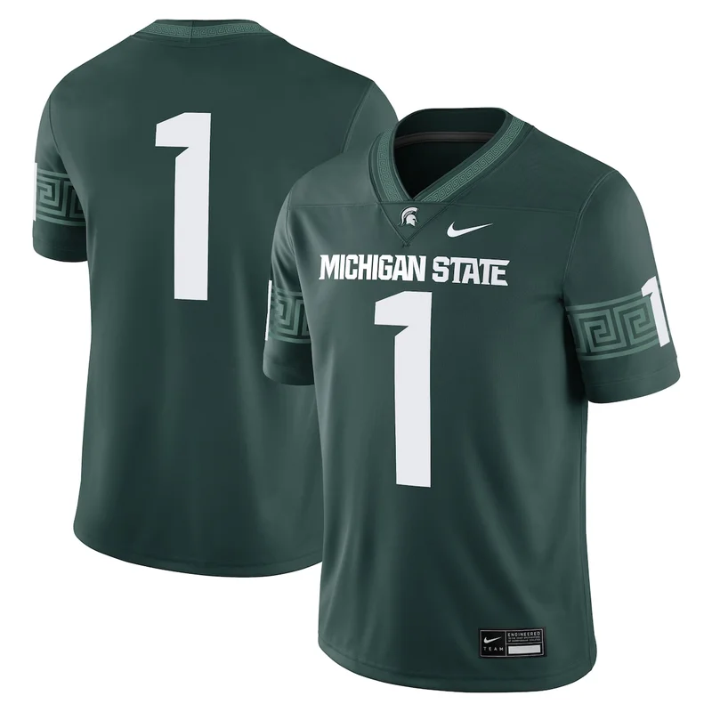 #1 Green Michigan State Spartans Game Football Jersey 