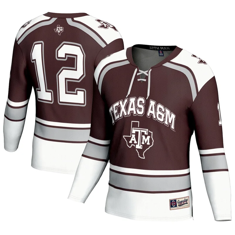 #12 Maroon Texas A&M Aggies Hockey Jersey GameDay Greats 