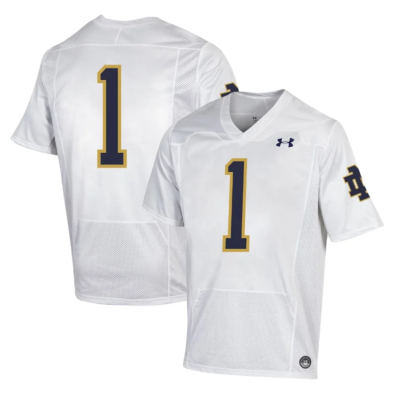 Under Armour #1 White Notre Dame Fighting Irish Premiere Football Jersey 