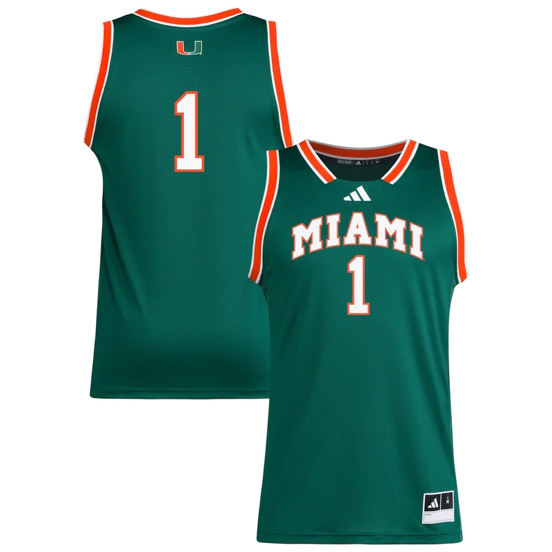 #1 Green Miami Hurricanes Swingman Jersey Basketball 