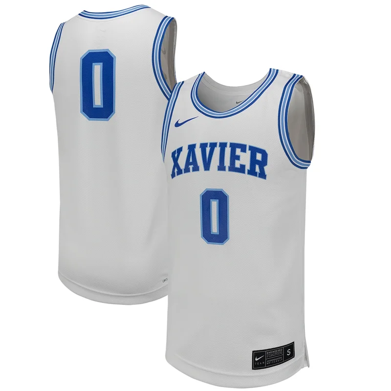 #0 White Xavier Musketeers Basketball Jersey 