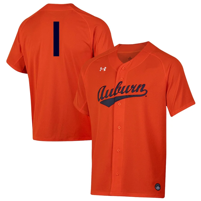 Under Armour Orange Auburn Tigers Full-Button Baseball Jersey 