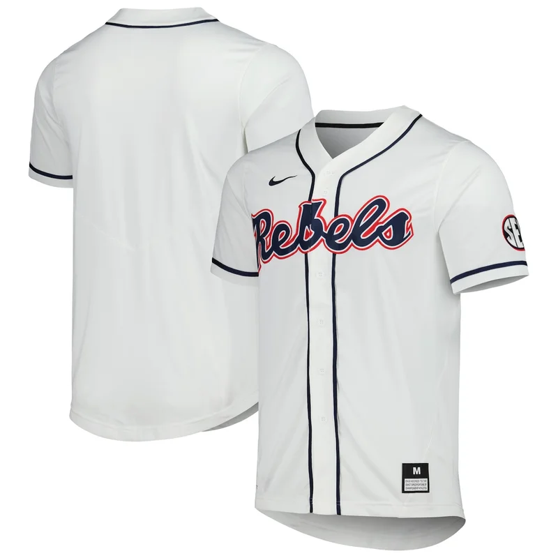Navy Ole Miss Rebels 2-Button Baseball Jersey - Image 3