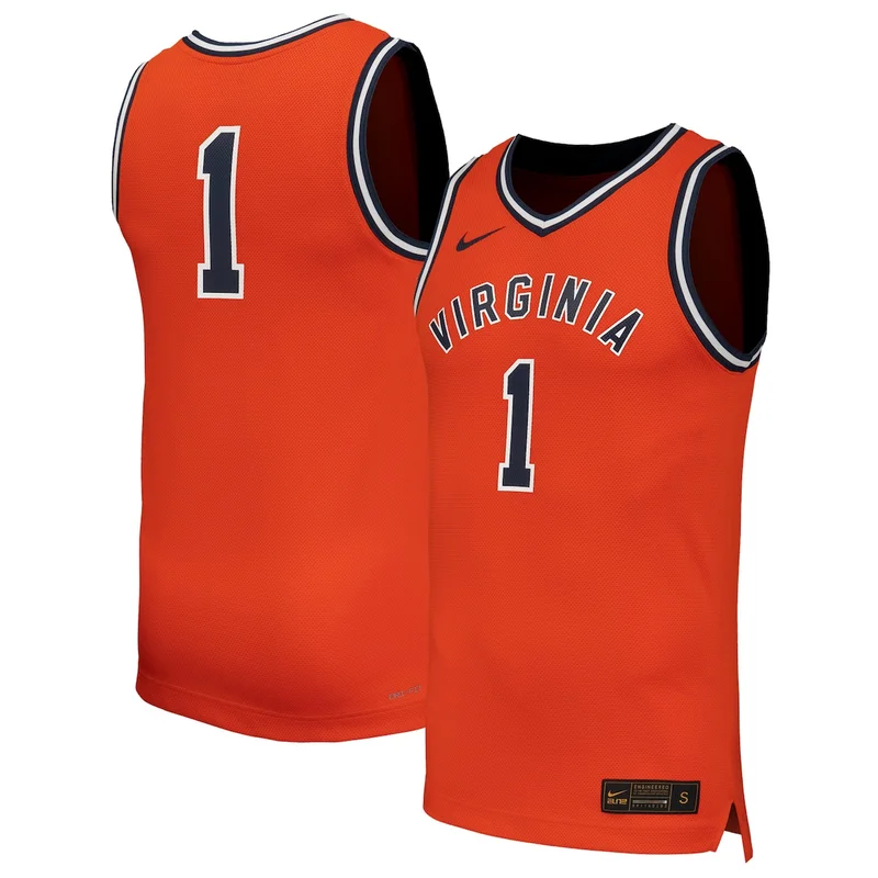 #1 Orange Virginia Cavaliers Throwback Basketball Jersey 