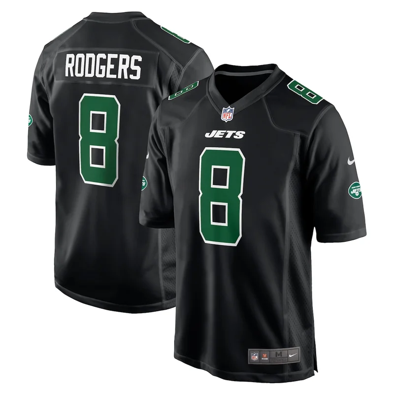 New York Jets Aaron Rodgers Black Fashion Game Jersey