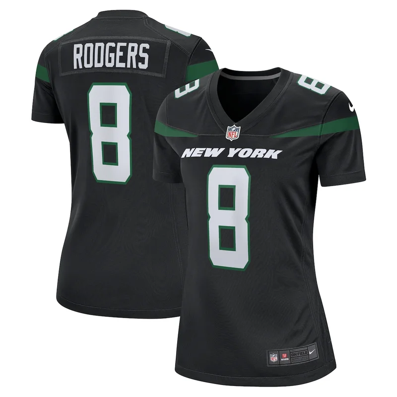 New York Jets Aaron Rodgers Black Fashion Game Jersey - Image 5
