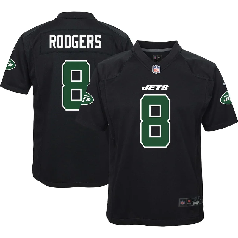 New York Jets Aaron Rodgers Black Fashion Game Jersey - Image 2