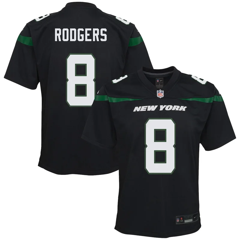 New York Jets Aaron Rodgers Black Fashion Game Jersey - Image 4