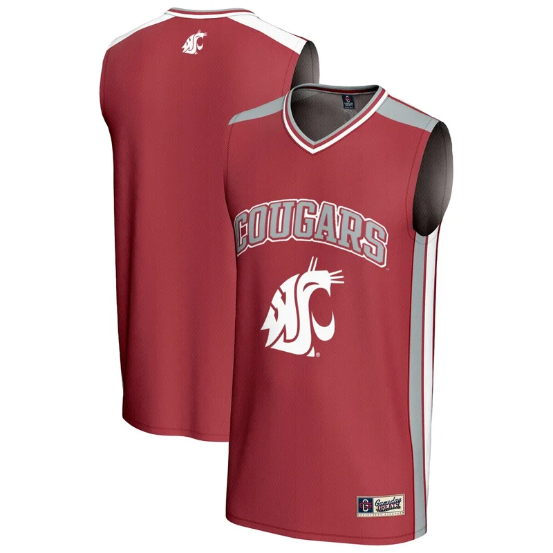 Crimson Washington State Cougars Basketball Jersey - Image 5