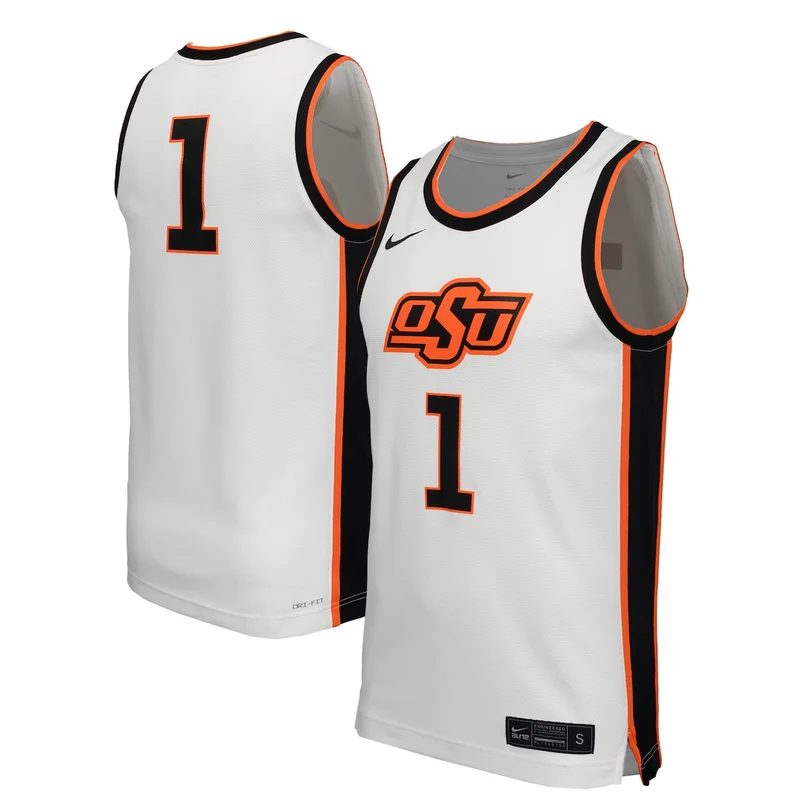 #1 White Oklahoma State Cowboys Basketball Jersey 