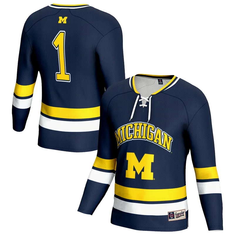 Navy Michigan Wolverines Lightweight Hockey Team Jersey 