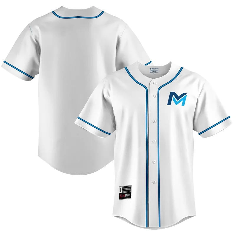 White/Navy Michigan Wolverines Pinstripe Full-Button Baseball Jersey - Image 3