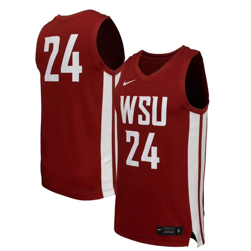 Crimson Washington State Cougars Basketball Jersey 