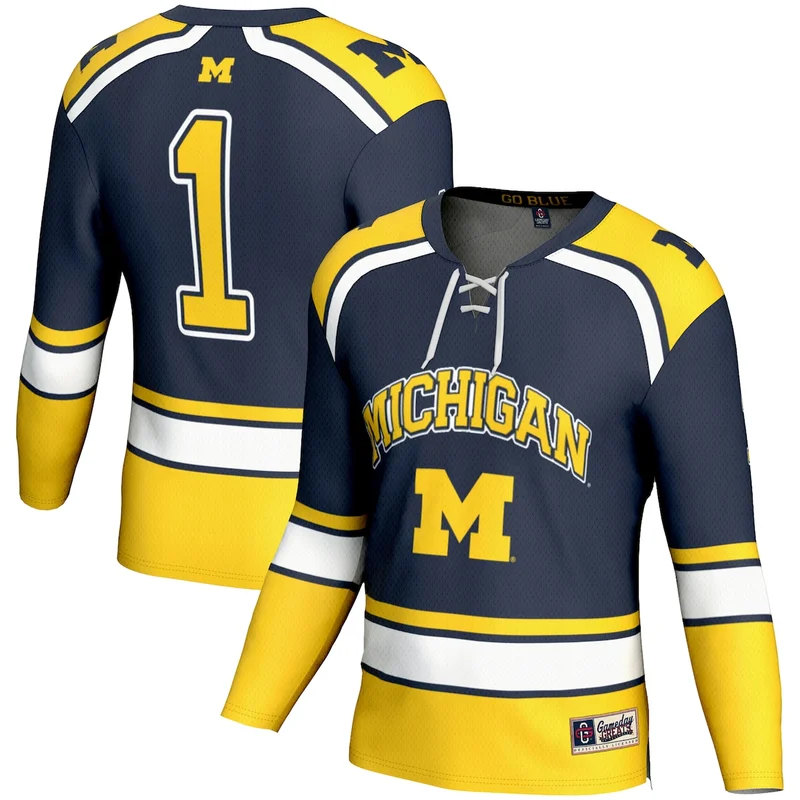 #1 Navy Michigan Wolverines Hockey Jersey GameDay Greats 