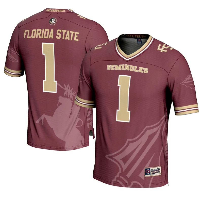 #1 Garnet Florida State Seminoles Icon Print Football Jersey GameDay Greats 