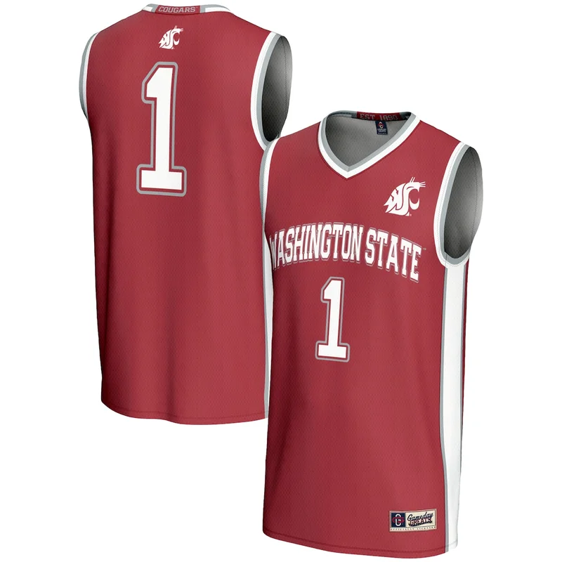 Male #1 Crimson Washington State Cougars Lightweight Basketball Jersey GameDay Greats 