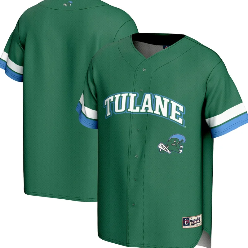 Green Tulane Green Wave Spirit Baseball Jersey GameDay Greats 