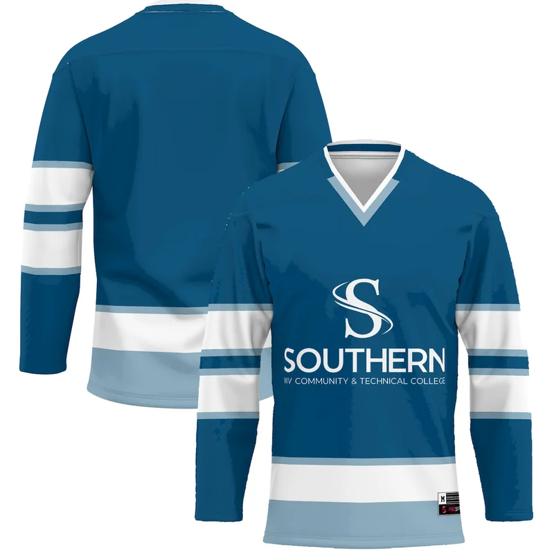 Blue Southern West Virginia Community and Technical College Hockey Jersey GameDay Greats 