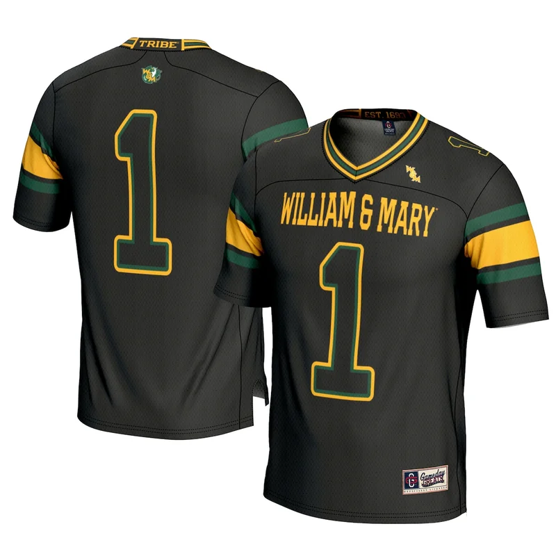 #1 Black William & Mary Tribe Football Jersey GameDay Greats 