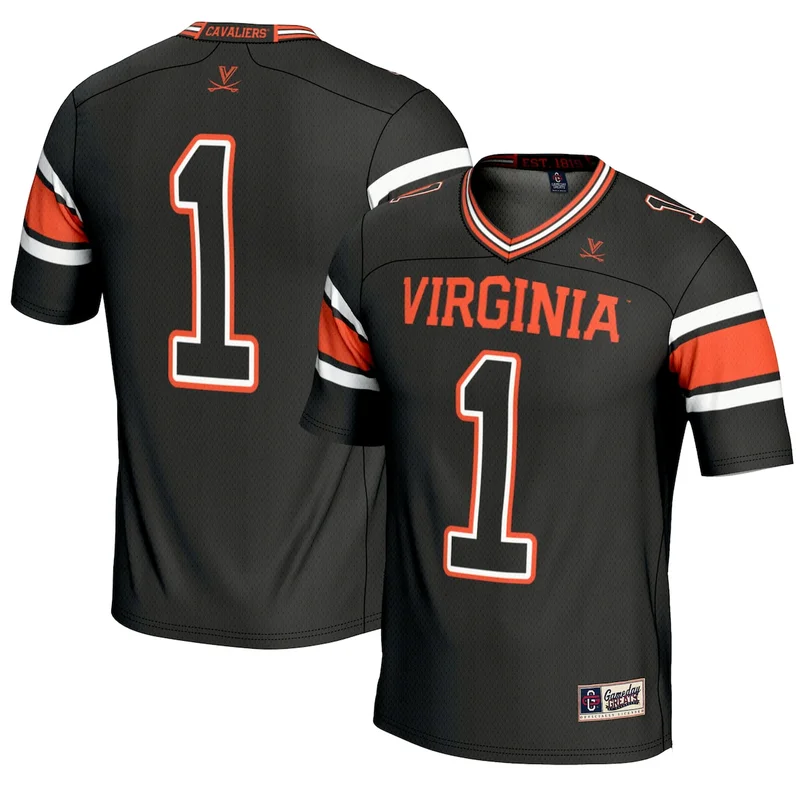 #1 Black Virginia Cavaliers Endzone Football Jersey GameDay Greats 