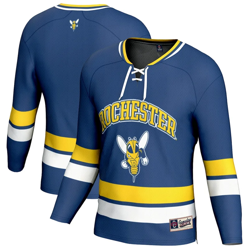 Blue Rochester Yellow Jackets Hockey Jersey GameDay Greats 