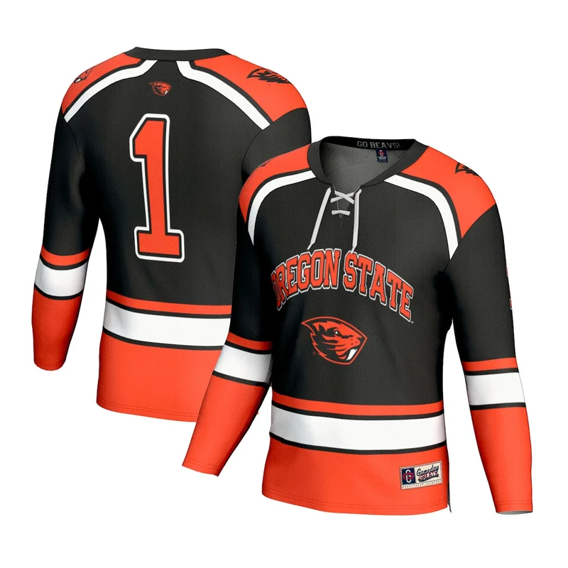 #1 Black Oregon State Beavers Lightweight Hockey Jersey GameDay Greats 