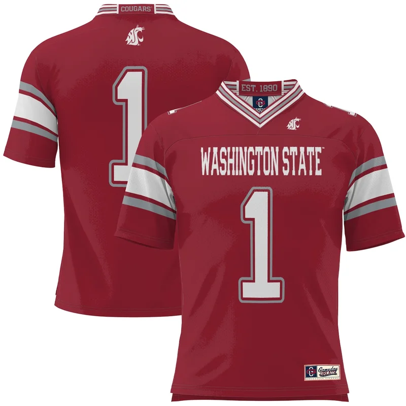 #1 Crimson Washington State Cougars Football Jersey GameDay Greats 