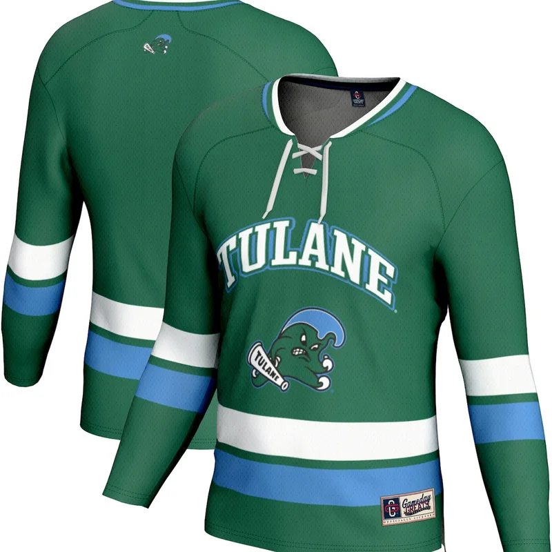 Green Tulane Green Wave Spirit Hockey Jersey GameDay Greats 