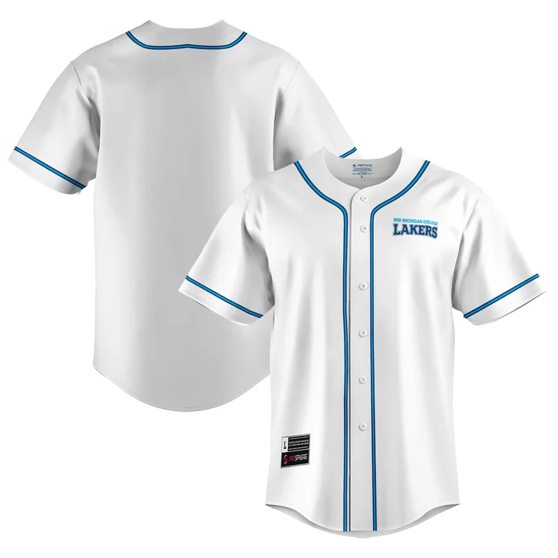 White/Navy Michigan Wolverines Pinstripe Full-Button Baseball Jersey - Image 5