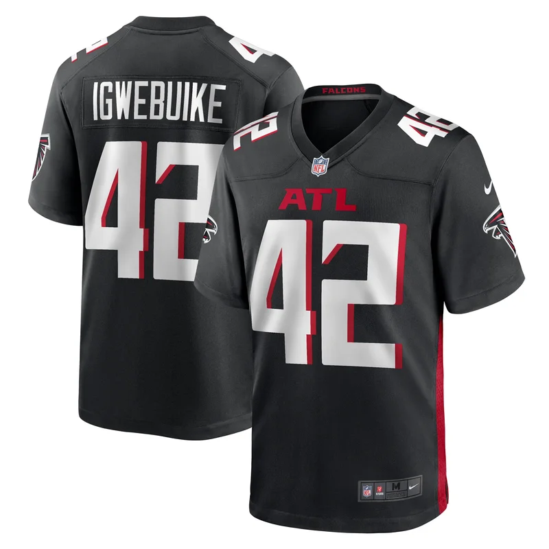 Godwin Igwebuike 42 Atlanta Falcons Game Jersey - Black - Image 2