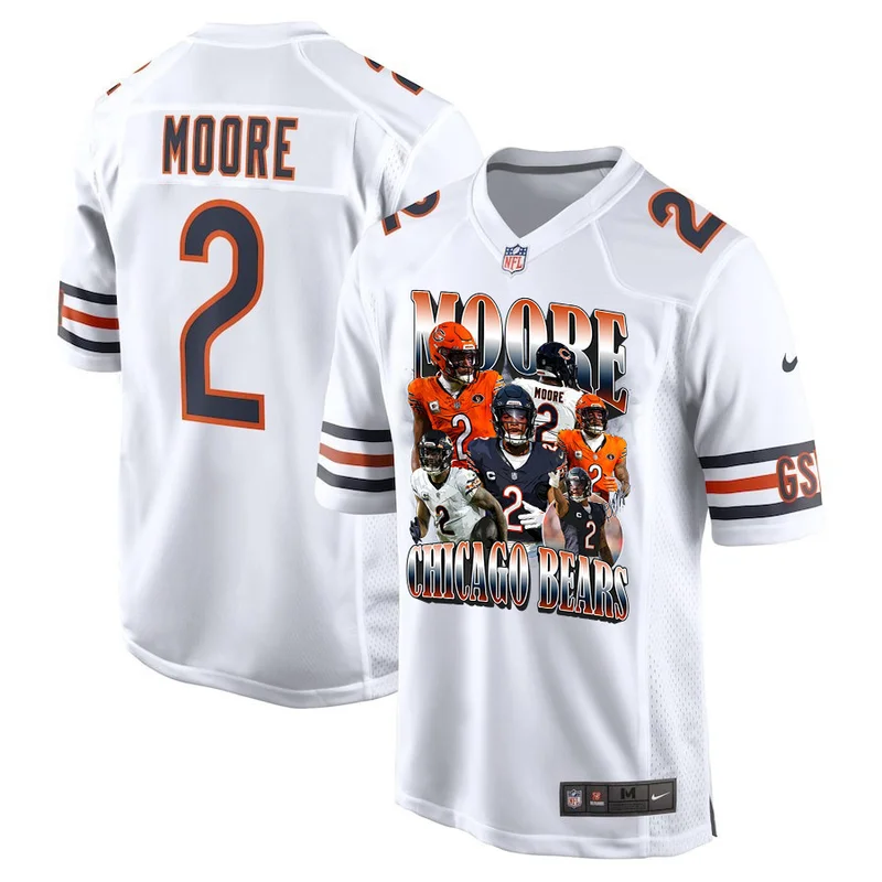 Moore 2 Signed Chicago Bears Jersey Moore Than A Feeling Game - Navy - Image 2